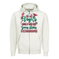 Oatmeal Heather not all angels have wings some have stethoscopes Zipper Hoodie - RanaPortraitStore