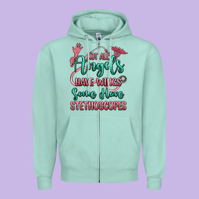 Not All Angels Have Wings Some Have Stethoscopes Zipper Hoodie Designed By Ranaportraitstore