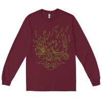 Burgundy Cyberpunk samurai Neon Green Long Sleeve Tee - FloraArt
