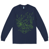 Navy Cyberpunk samurai Neon Green Long Sleeve Tee - FloraArt