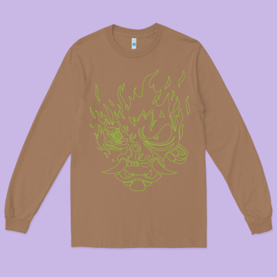 Cyberpunk Samurai Neon Green Long Sleeve Tee Designed By Floraart
