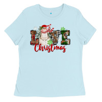 Baby Blue Love Christmas Snowman Ladies Tee - FaDigitalArtStudio