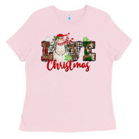Bubblegum Pink Love Christmas Snowman Ladies Tee - FaDigitalArtStudio
