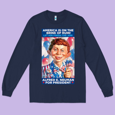 Alfred E. Neuman For President Long Sleeve Tee Designed By Floraart
