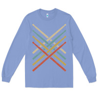Colony Blue retro vintage drummer tshirt 70s 80s distressed drum sticks long sleev Long Sleeve Tee - FloraArt