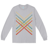 Moon Dust retro vintage drummer tshirt 70s 80s distressed drum sticks long sleev Long Sleeve Tee - FloraArt