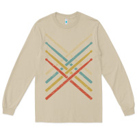 Mushroom retro vintage drummer tshirt 70s 80s distressed drum sticks long sleev Long Sleeve Tee - FloraArt
