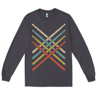 Smoke retro vintage drummer tshirt 70s 80s distressed drum sticks long sleev Long Sleeve Tee - FloraArt