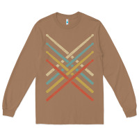 Toasted Coconut retro vintage drummer tshirt 70s 80s distressed drum sticks long sleev Long Sleeve Tee - FloraArt