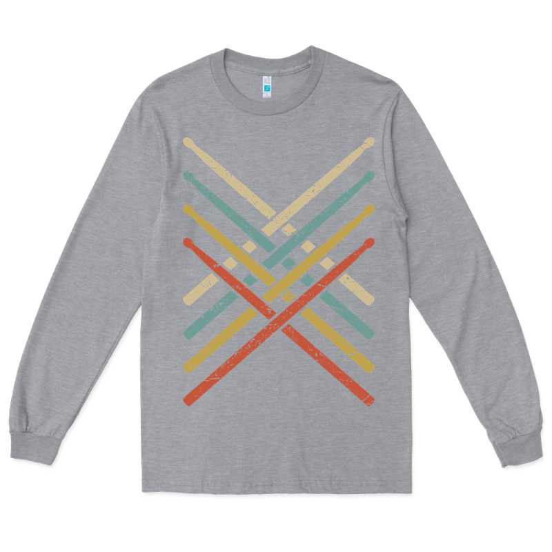 Retro Vintage Drummer Tshirt 70s 80s Distressed Drum Sticks Long Sleev Long Sleeve Tee by FloraArt | Teevron
