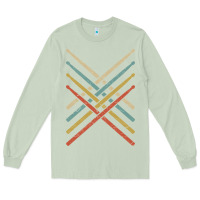 Matcha retro vintage drummer tshirt 70s 80s distressed drum sticks long sleev Long Sleeve Tee - FloraArt