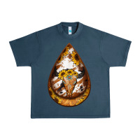 Midnight Navy sunflower tooled leather bullskull teardrop earrings Urban Heavy Tee - Jasminsmagicworld