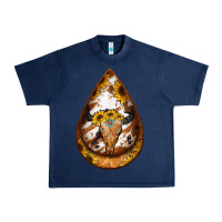 Navy sunflower tooled leather bullskull teardrop earrings Urban Heavy Tee - Jasminsmagicworld
