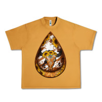 Peanut Butter sunflower tooled leather bullskull teardrop earrings Urban Heavy Tee - Jasminsmagicworld