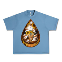 Pebble Blue sunflower tooled leather bullskull teardrop earrings Urban Heavy Tee - Jasminsmagicworld