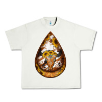 Pistachio sunflower tooled leather bullskull teardrop earrings Urban Heavy Tee - Jasminsmagicworld