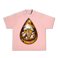 Salmon sunflower tooled leather bullskull teardrop earrings Urban Heavy Tee - Jasminsmagicworld