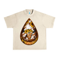 Sandshell sunflower tooled leather bullskull teardrop earrings Urban Heavy Tee - Jasminsmagicworld