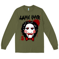 Army Green Billy Puppet Saw Jigsaw Inspired Long Sleeve Tee - FloraArt