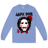 Colony Blue Billy Puppet Saw Jigsaw Inspired Long Sleeve Tee - FloraArt