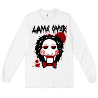 White Billy Puppet Saw Jigsaw Inspired Long Sleeve Tee - FloraArt
