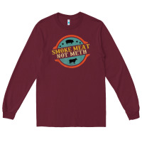 Burgundy smoke meat not meth funny bbq grill lover meat lover retro Long Sleeve Tee - FloraArt