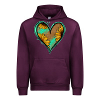 Mauve Wine Sunflower Heart Urban Hoodie - Jasminsmagicworld