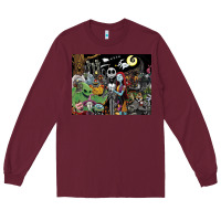 Burgundy nightmare before christmas Long Sleeve Tee - FloraArt