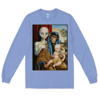 Colony Blue alien chimp baby religion conspiracy poster Long Sleeve Tee - FloraArt