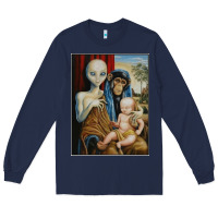 Navy alien chimp baby religion conspiracy poster Long Sleeve Tee - FloraArt