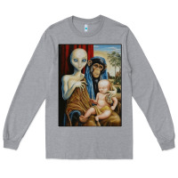 Heather Grey alien chimp baby religion conspiracy poster Long Sleeve Tee - FloraArt