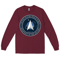 Burgundy Official United States Space Force USSF Military Patch Long Sleeve Tee - FloraArt