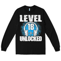 Black Level 18 Unlocked Birthday 18 Years Gamer Premium T Shirt Long Sleeve Tee - FloraArt