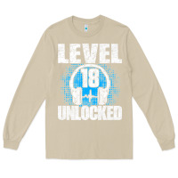 Mushroom Level 18 Unlocked Birthday 18 Years Gamer Premium T Shirt Long Sleeve Tee - FloraArt