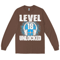 Chestnut Level 18 Unlocked Birthday 18 Years Gamer Premium T Shirt Long Sleeve Tee - FloraArt