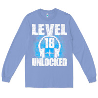 Colony Blue Level 18 Unlocked Birthday 18 Years Gamer Premium T Shirt Long Sleeve Tee - FloraArt