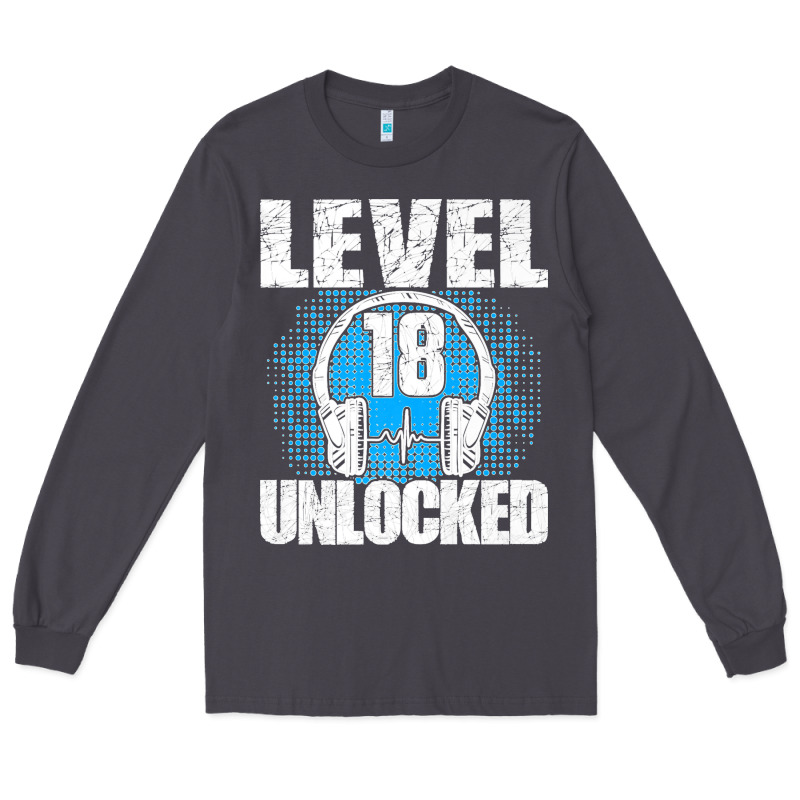 Level 18 Unlocked Birthday 18 Years Gamer Premium T Shirt Long Sleeve Tee by FloraArt | Teevron