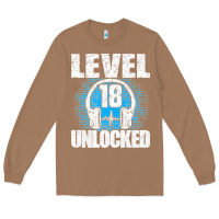 Toasted Coconut Level 18 Unlocked Birthday 18 Years Gamer Premium T Shirt Long Sleeve Tee - FloraArt