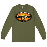 Army Green Survivor Outwit, Outplay, Outlast Long Sleeve Tee - FloraArt