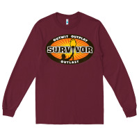 Burgundy Survivor Outwit, Outplay, Outlast Long Sleeve Tee - FloraArt
