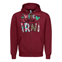 Burgundy wife mom rn registered nurse Zipper Hoodie - RanaPortraitStore