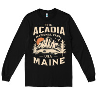 Black acadia national park maine nature hike outdoors vintage t shirt Long Sleeve Tee - ArtMosaic