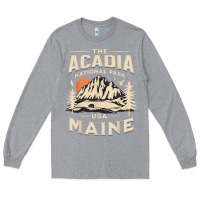 Heather Grey acadia national park maine nature hike outdoors vintage t shirt Long Sleeve Tee - ArtMosaic