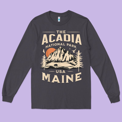 Acadia National Park Maine Nature Hike Outdoors Vintage T Shirt Long Sleeve Tee Designed By Artmosaic