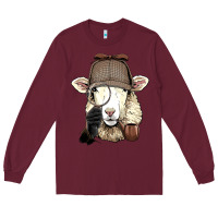 Burgundy Detective Sheep Lamb Spy Investigator Farmer Sheep Lover 53 Long Sleeve Tee - ArtMosaic