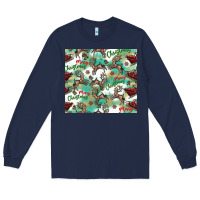 Navy christmas magic pattern Long Sleeve Tee - CowhideDigitalArt