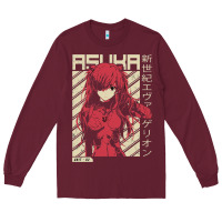 Burgundy asuka evangelion Long Sleeve Tee - ArtMosaic