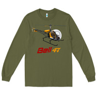 Army Green bell 47 helicopter Long Sleeve Tee - ArtMosaic