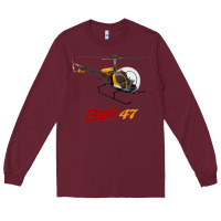 Burgundy bell 47 helicopter Long Sleeve Tee - ArtMosaic