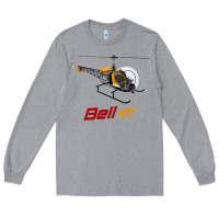 Heather Grey bell 47 helicopter Long Sleeve Tee - ArtMosaic
